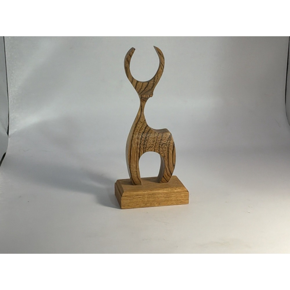 Handcrafted Minimalist Wooden Deer Figurine Mid Century Modern Danish Modern